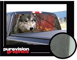 GRAY WOLF 22" x 65" - Rear Window Graphic- decal tint truck wolves