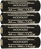 Moonrays 97143 AA NiMh Pre-charged 1500mAh Rechargeable Batteries for Solar Lights, 4-Pack