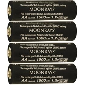 Moonrays 97143 AA NiMh Pre-charged 1500mAh Rechargeable Batteries for Solar Lights, 4-Pack: Home Improvement