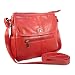 Genuine Pebbled Leather Handbag w/ Flap Pocket (LICA-KP0091-Red)