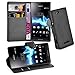 Sony Xperia M Case , CADORABO [Stand Feature] [Ultra Low Profile] Xperia M Case Wallet [BLACK] PU Leather Wallet Case with STAND Flip Cover for Xperia M - BLACK [Lifetime Warranty]