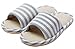 HW-GOODS Womens Blue Stripe Open Toe Hemp Slippers