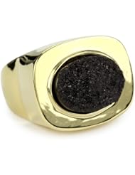 KARA by Kara Ross "Drusy" Oval Metal Adjustable Ring, Black