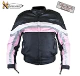 Women's Armored Motorcycle Black & Pink Cordura with Leather Trim Jackets