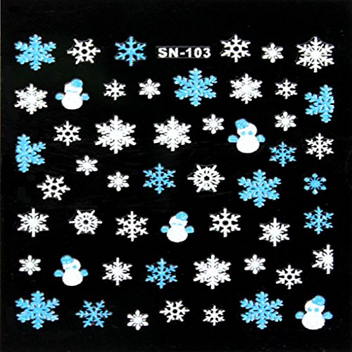 Nail Art Stickers, Sandistore 1PC Xmas 3D Nail Art Stickers Decals Decorations Snowflake Snowman Design (#3)