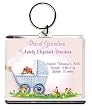 Proud Grandma Too Cute Birth Announcement Photo Key Chain, Personalized, 2.75" x 3.25" Carriage (Girl)