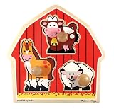 Melissa & Doug Deluxe Wooden Barnyard Animals Jumbo Knob Puzzle