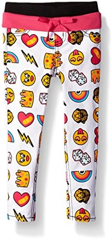 Trukfit Little Girls' All Over Print Emoji Pants, White, 5