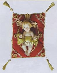 Nativity Collection - Baby Jesus - 12in. - With Red Velvet Bedding