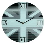 Contemporary Shades of Blue Union Jack Wall Clock - 30cm Diameter
