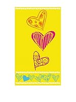 Art Experience Toalla Playa Corazones Amarillo 100 x 170