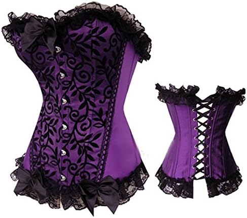GXP Sexy Lingerie Satin Corset Purple Corsets and Bustiers Top Floral Lace Corselet Bowknot Corpetes Brocade Waist Training Plus Size S-6XL