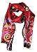 Laurel Burch Artistic Sequin Silk Scarf Crimson Cats