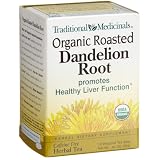 Traditional Medicinals Organic Roasted Dandelion Root Herbal Tea, 16-Count Wrapped Tea Bags (Pack of 6)