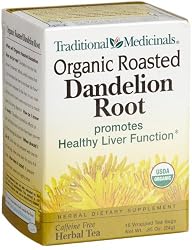 Traditional Medicinals Organic Roasted Dandelion Root Herbal Tea, 16-Count Wrapped Tea Bags (Pack of 6)