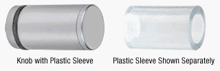 CRL Cylinder Style Satin Chrome Finish Single-Sided Shower Door Knob With Plastic Sleeve