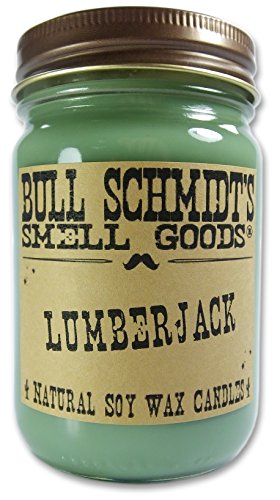Bull Schmidt's Lumberjack Scented Soy Candle - A morning out in the pines, where men are men and the squirrels are scared - 70+ Hours Burn Time in 12 oz Canning Jar with Rustic Lid