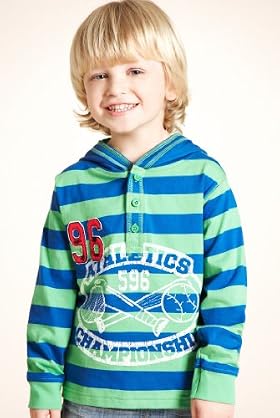 Pure Cotton Stripe Hooded Top
