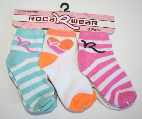 RocaWear 6 Pack Baby/Infant Socks Size: 12-24 Months