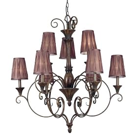 Kenroy Home 90569MB Lincolnshire Nine-Light Chandelier, Mocha Bliss with Pleated Shades