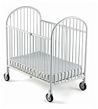 Foundations 4025-4S-CW Pinnacle Compact-Size Folding Crib with 4 Inch Innerspring Mattress - White
