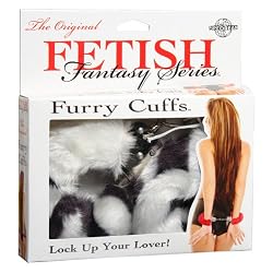 Fetish Fantasy Bondage Gear Faux Zebra Fur Furry Metal Handcuffs