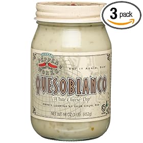 Texas Pepper Works Queso Blanco, White Cheese Dip, Mild, 16-Ounce Jars (Pack of 3)