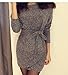 DEARCASE Sexy Womens Long Sleeve Pullover Slim Wrap Sweater Mini Dress with Belt