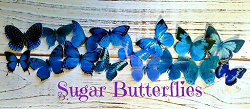 Edible Wafer Something Blue Butterflies- Cake/cupcake Toppers Collection of 16