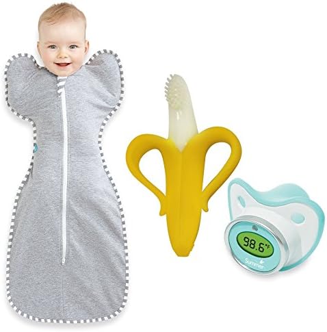 Love To Dream Swaddle Up Original (Medium) with Banana Brush and Pacifier Thermometer, Gray