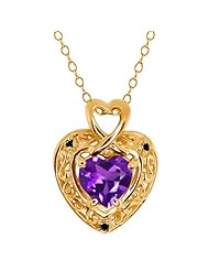 1.08 Ct Heart Shape Purple Amethyst and Diamond Gold Plated Silver Pendant