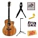Taylor K26ce Koa Series Grand Symphony Cutaway Acoustic-Electric Guitar Bundle with Stand, Leather Strap, Strings, String Winder, Pick Card, and Polishing Cloth