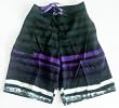Mens Swim Trunks with Elastic Waist, 2 Side Inseam Pockets, Side Cargo Pockets. Faux Fly Front, Mesh lined. Black/Purple Size s S-XL