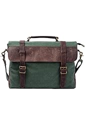 S ZONE Vintage Canvas Leather Messenger Traveling Briefcase Shoulder Laptop Bag