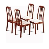 4 Cherry Finish Wood Dining Kitchen Chairs Seat Cushion
