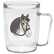 Horse (Gray & White) 18 oz Insulated Coffee Mug, Clear