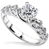 1 5/8 Carat TW Round Diamond Engagement Ring in 14k White Gold (Certified)