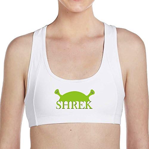 HYRONE Women's Cool Green Sherk Head Logo ALO Sports Bras Size M White
