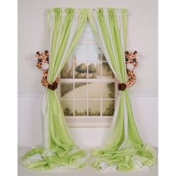 Curtain Critters Plush Jungle Safari Giraffe Curtain Tieback, Car Seat, Stroller, Crib Toys Set (2)