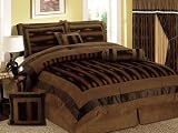 High Quality Soft Stamped Printing Short Fur Comforter Set Bedding-in-a-bag, Brown - King