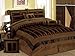 High Quality Soft Stamped Printing Short Fur Comforter Set Bedding-in-a-bag, Brown - Queen