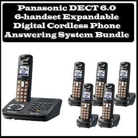 Panasonic KX-TG6445T DECT 6.0 6-handset Expandable Digital Cordless Phone Answering System Kit