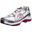 New Balance Women's WR645 Running Shoe,White/Silver/Pink,6 B