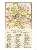 Map of Ancient Rome Showing the Fourteen Regions under Caesar Augustus, c.1 Ad Giclee Poster Print, 24x32
