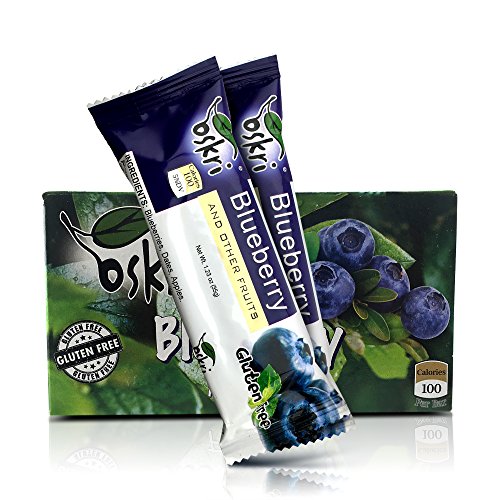 Oskri Blueberry 100% Fruit Bars, No Added Sugar - Gluten Free, 35g, 21 Pack