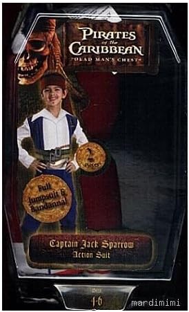 Pirates of the Caribbean Captain Jack Sparrow Action Suit Childs Costume Size 7 to 8