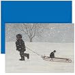 Kitten In Sled Christmas Cards