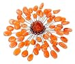Garnet and carnelian brooch, 'Sunflower' 4" W 1" L