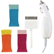 EVO Power Rapid White Car Charger + 3 Pack iSock Beanie Cap / Sock ( Orange + Pink + Blue ) for Verizon CMDA & AT&T GSM Apple Iphone 4G , Ipod Touch iTouch 4G 4th , Apple Ipod Classic 160GB 120GB 80GB