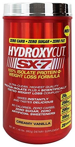 Hydroxycut SX-7 - 100% Isolate Protein Plus Weight Loss - Creamy Vanilla 1. Hydroxycut SX-7 - 100% Isolate Protein Plus Weight Loss - Creamy Vanilla 1.